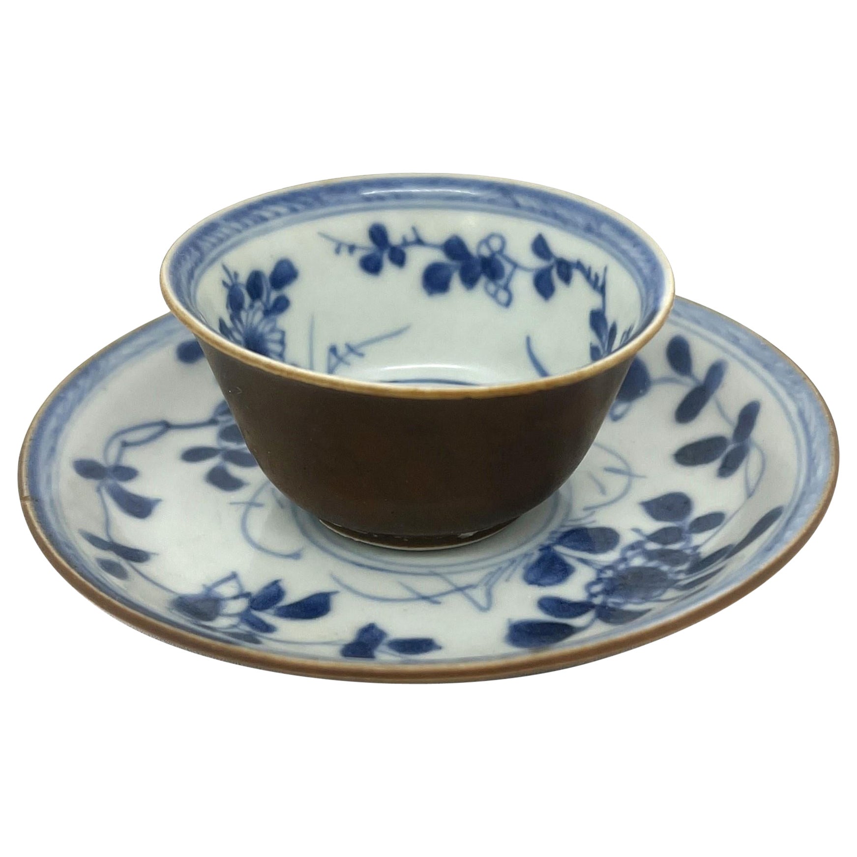 Blue And White Teabowl And Saucer Set Circa 1725, Qing Dynasty, Yongzheng Era For Sale