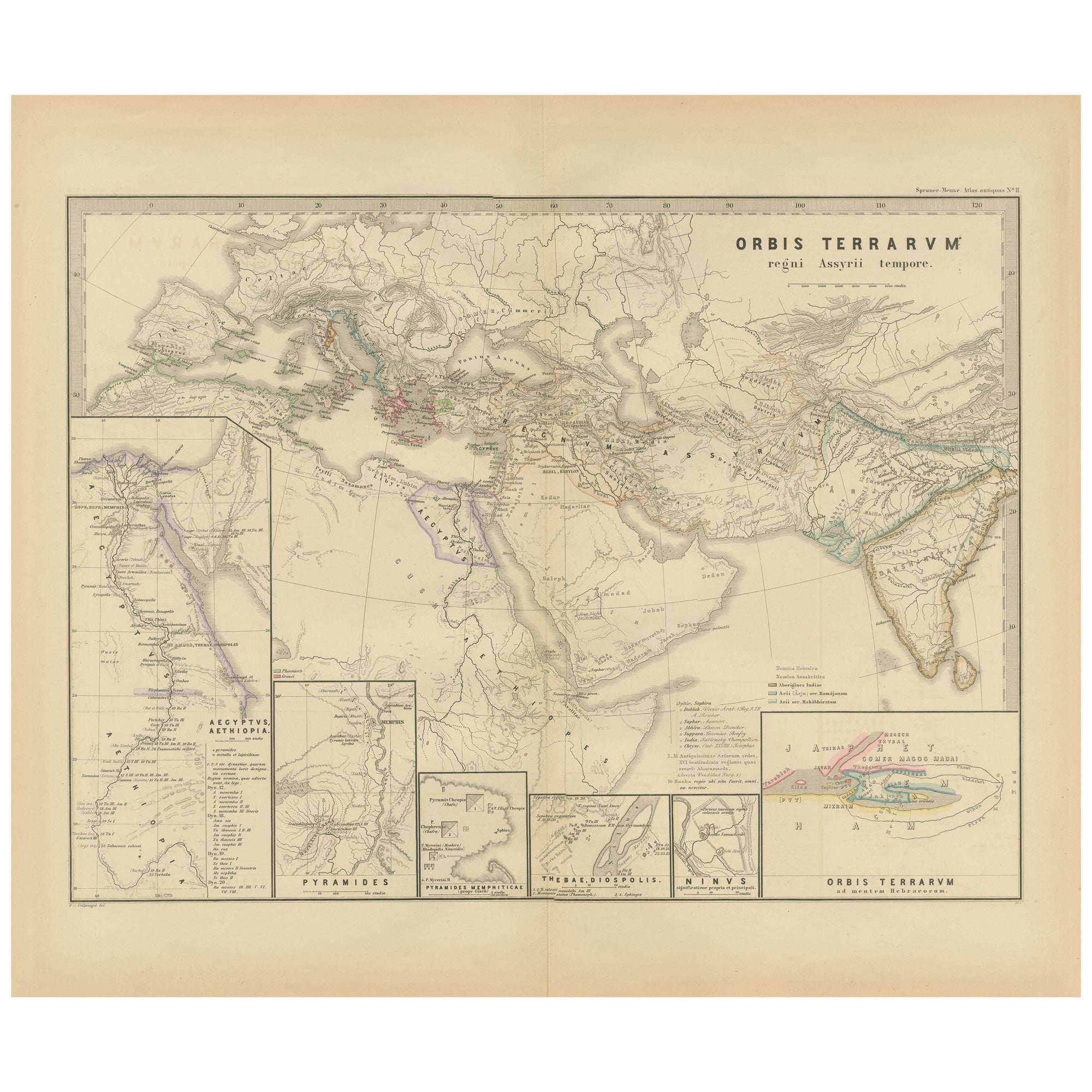 The World in the Assyrian Empire's Era: A Historical Map, Published in 1880 For Sale