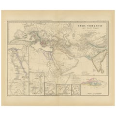 Antique The World in the Assyrian Empire's Era: A Historical Map, Published in 1880