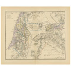 Historische Karte des Canaanischen Raums Jerusalem mit Einlegearbeiten von Jerusalem und Umgebung, 1880