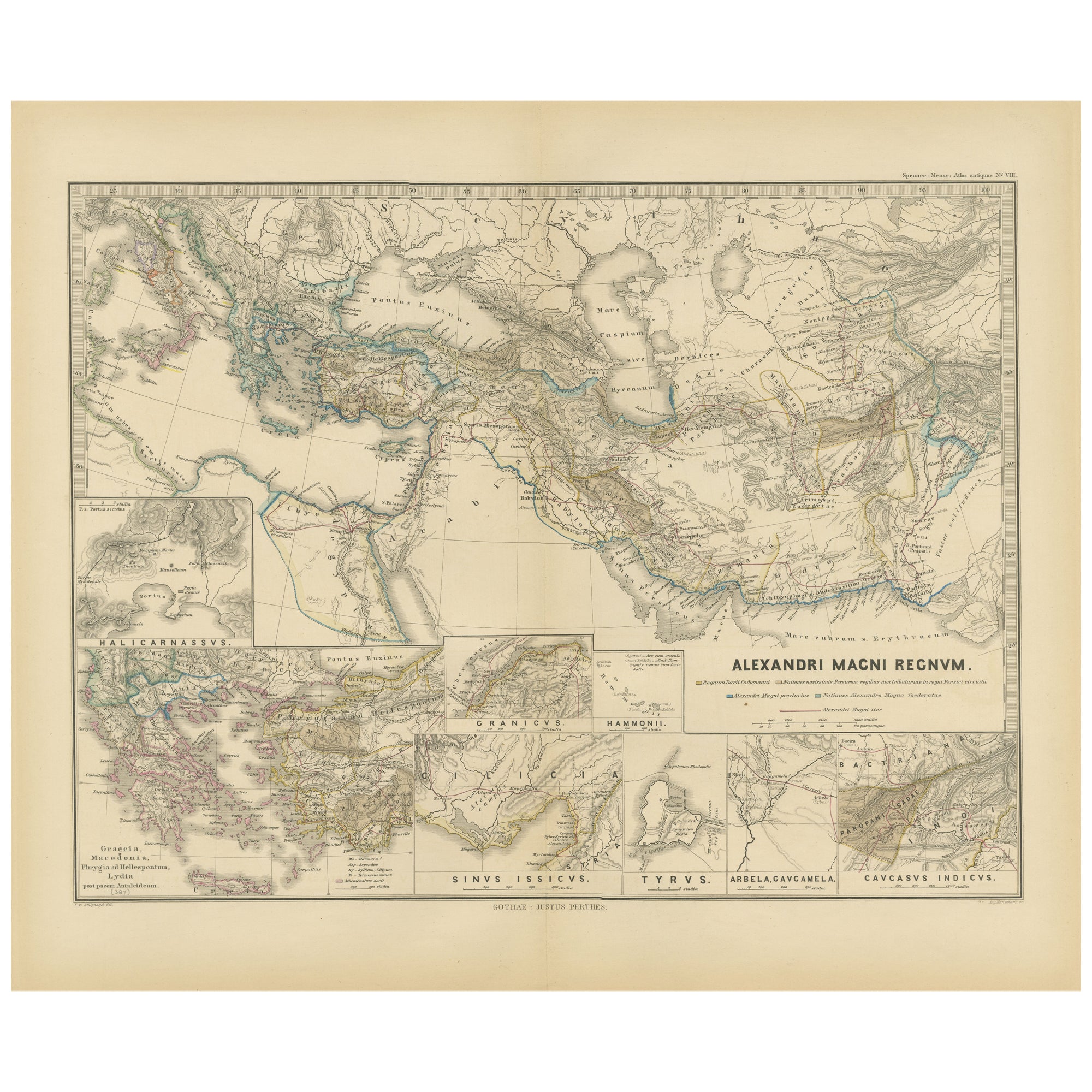 Antique Map of The Kingdom of Alexander the Great, Published in 1880 For Sale