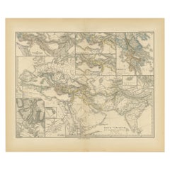 Antique The World After the Battle of Corupedium: Hellenistic Kingdoms Map, 1880