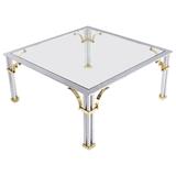 Chrome Brass Glass Top Square Coffee Table