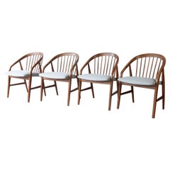 Vintage Set of Four, Mid Century Scandinavian Dining Chairs