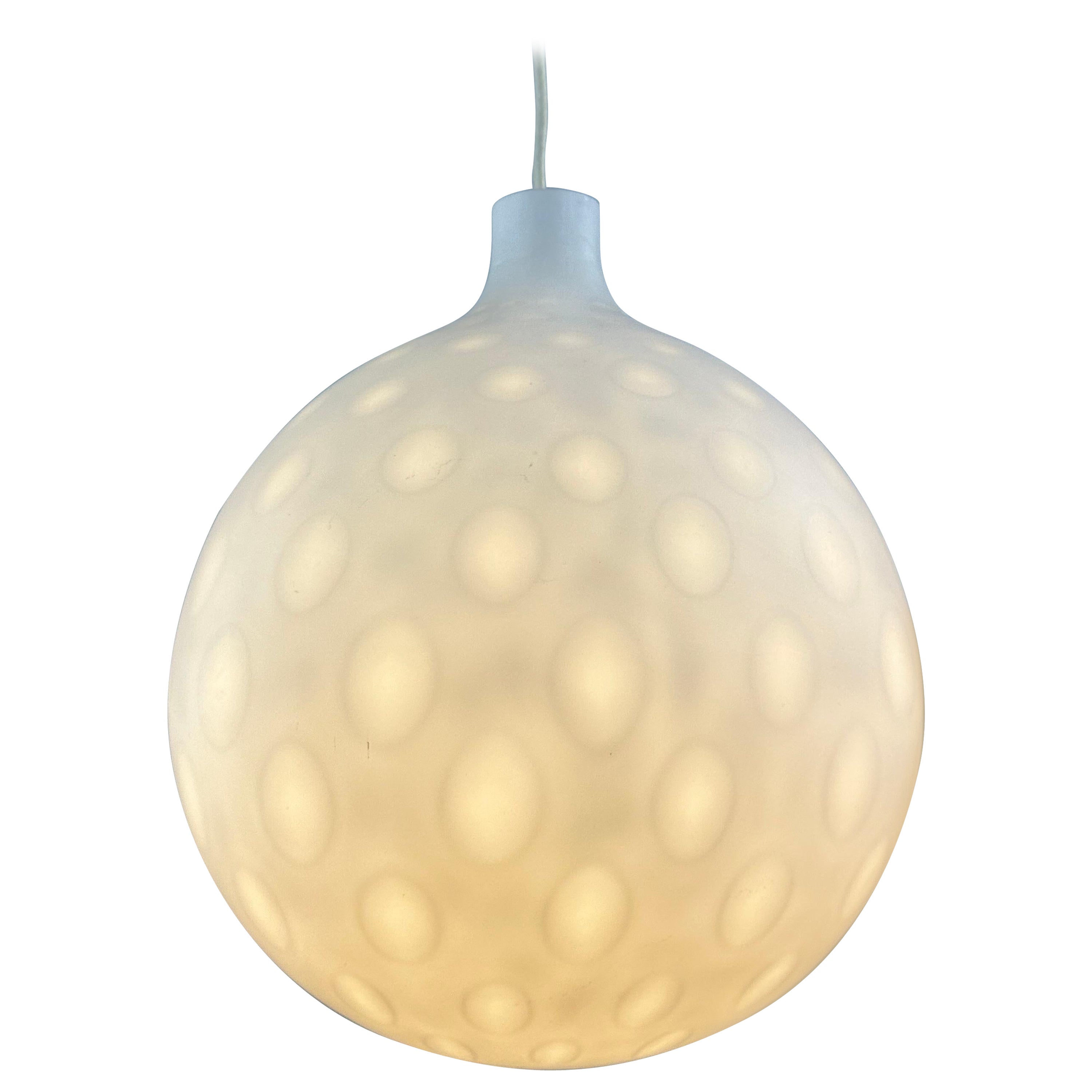 White glass pendant light COMO XL by Aloys Gangkofner for Peill and Putzler 1950 For Sale