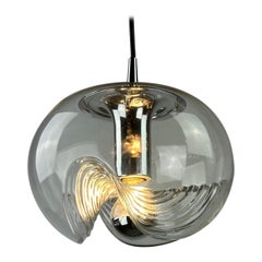 1 de 4 Lampe suspendue Futura en verre ondulé et chrome Peill & Putzler, 1970 Medium