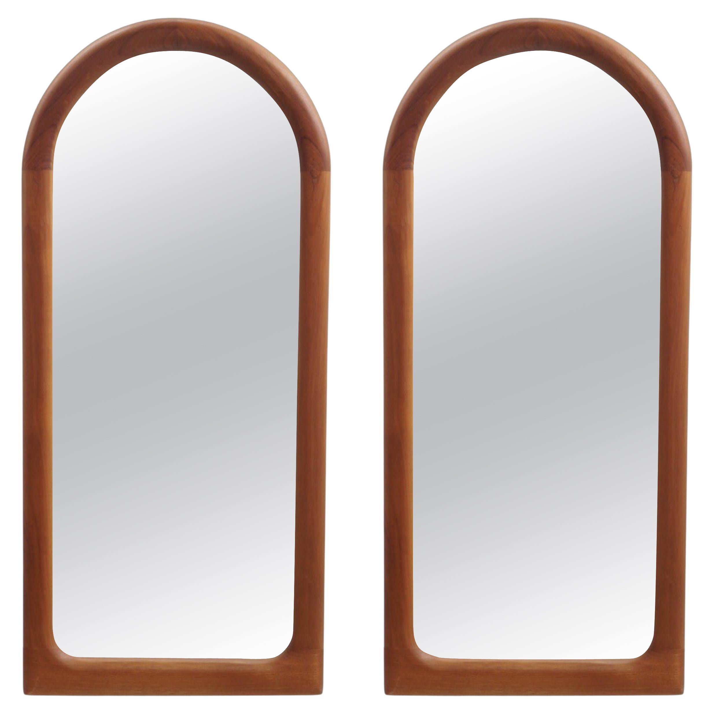 Pair of Arched Teak Mirrors, 1960s