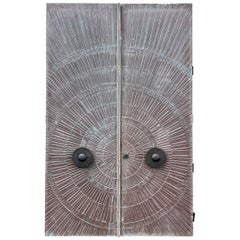 Vintage Mid Century Heroic Sunburst Double Doors, Bronze, McCarrol & Gillespie, 1971