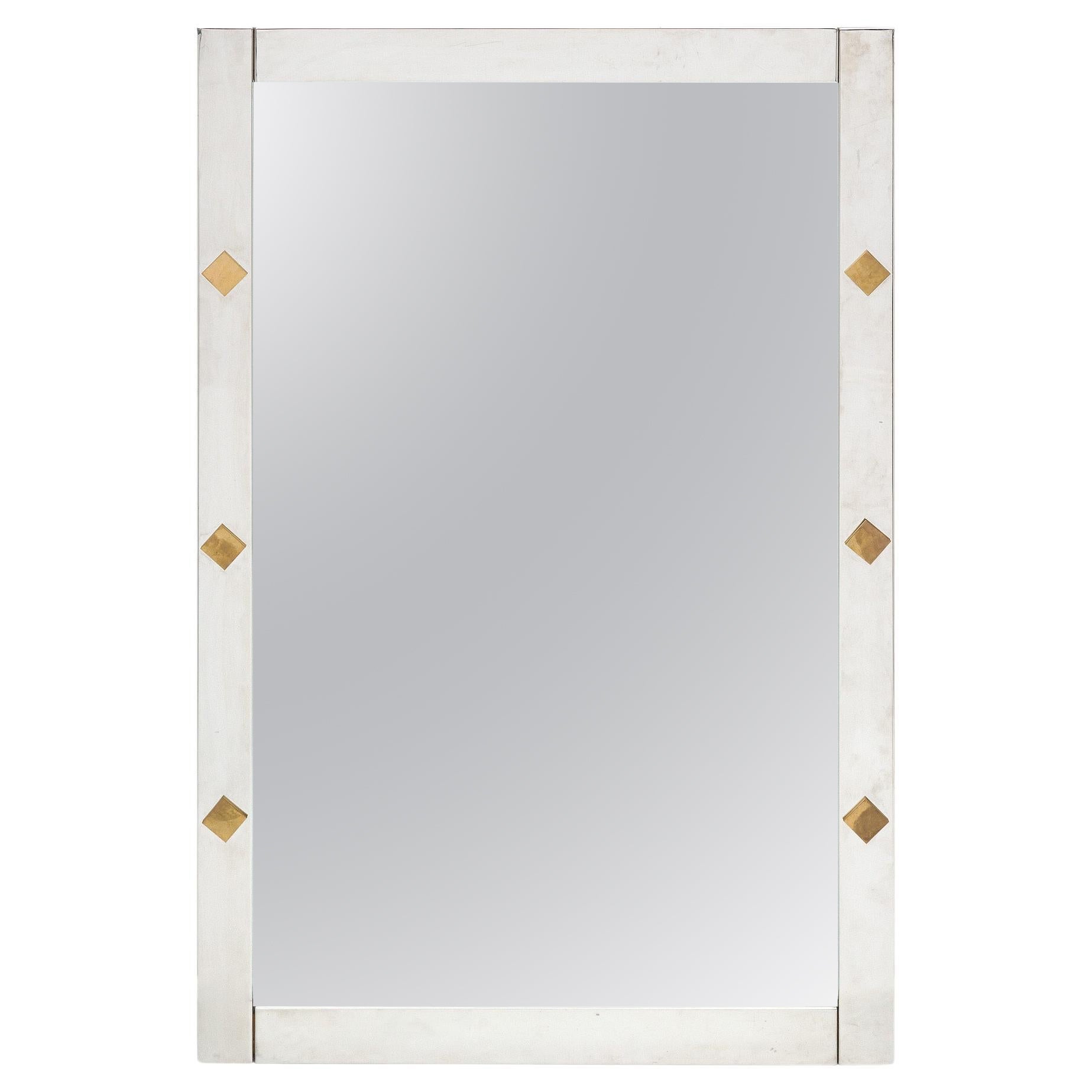 French Modernist Chrome Mirror For Sale