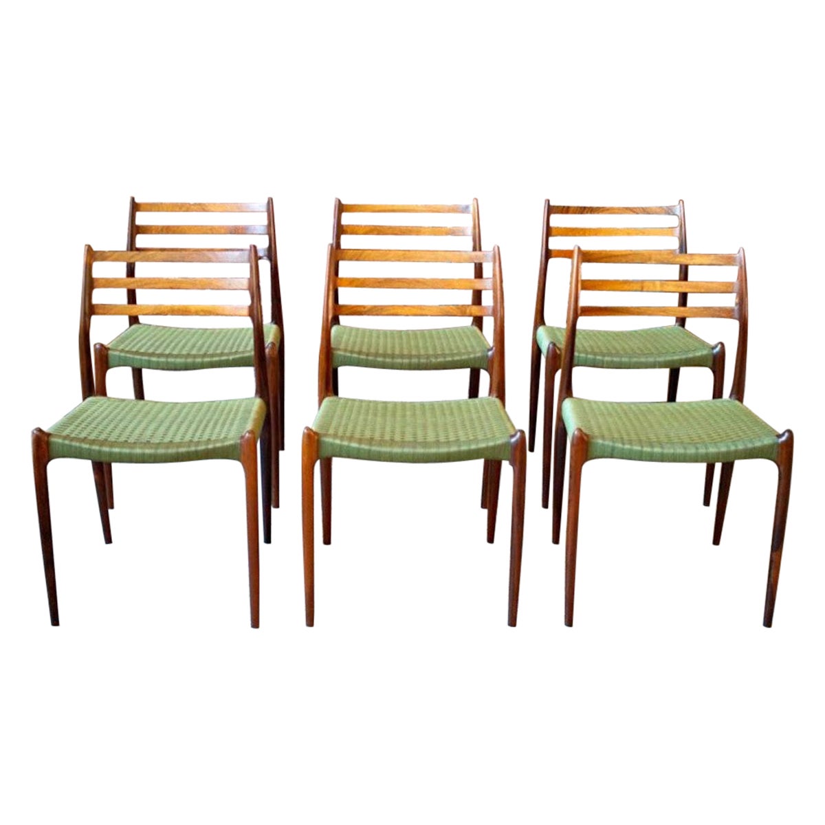 Set of Six 1960s Brazilian Rosewood Model 78 Chairs by Niels M�øller