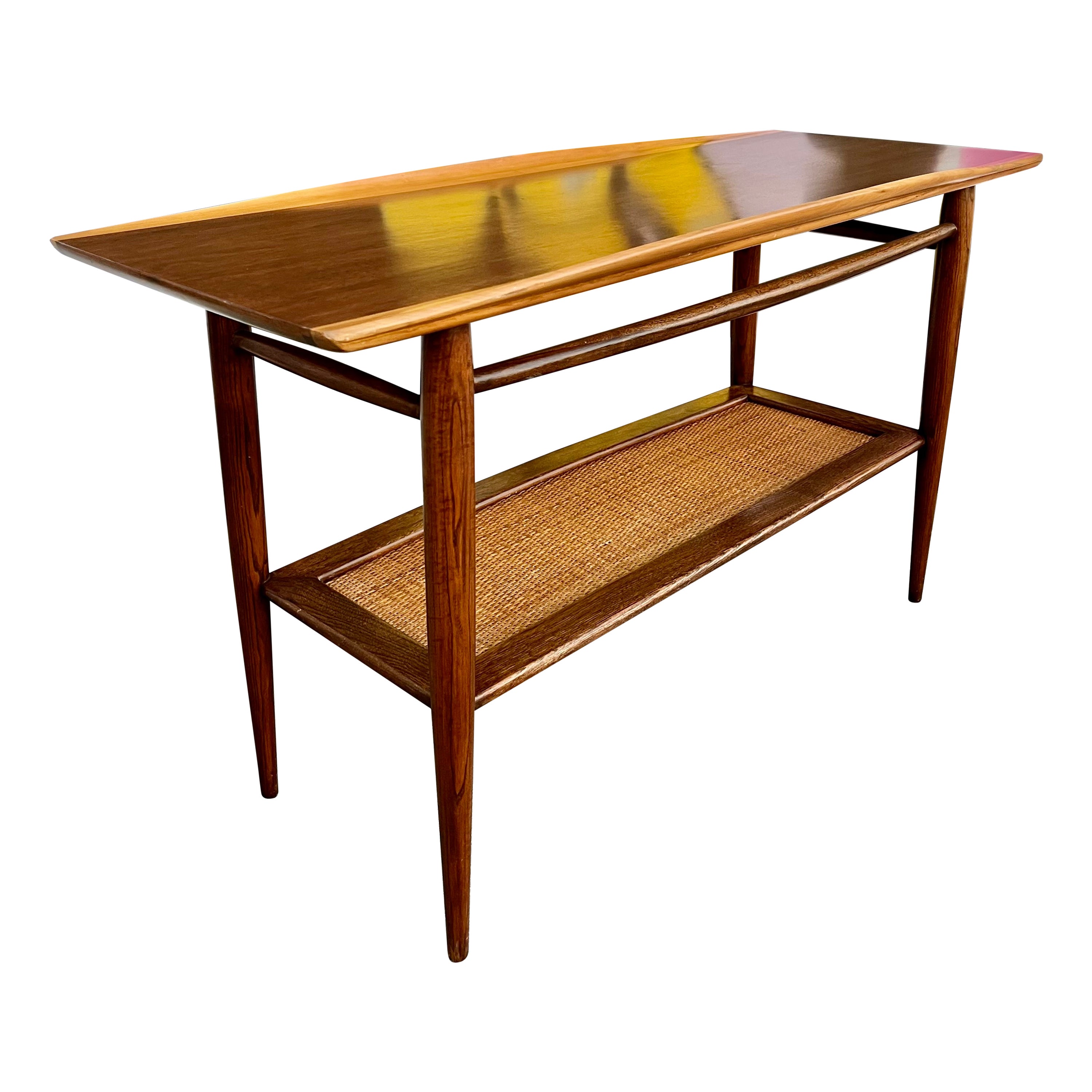 Mid Century Modern Two Tier Console Table by Basset Furniture. Circa 1960s For Sale