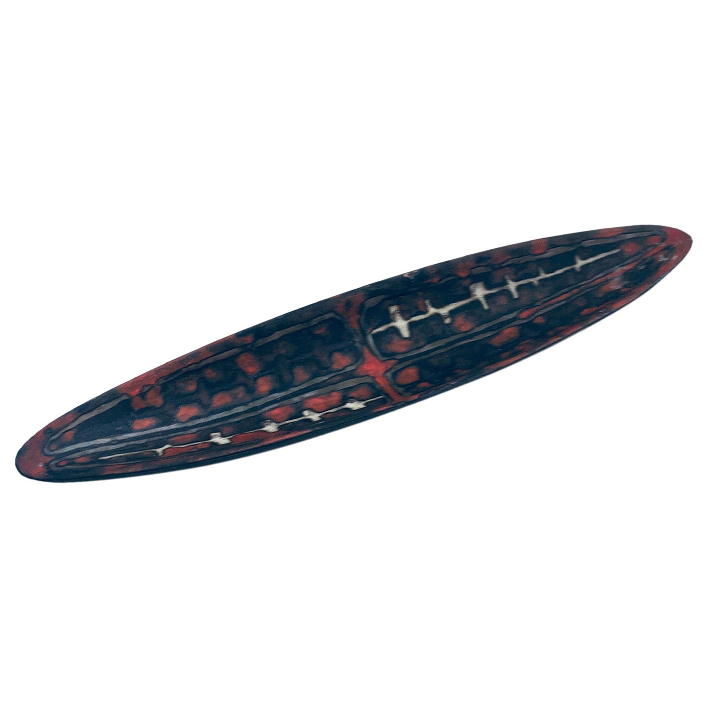 Abstract Art Ceramic Surfboard Bowl Dish by Perignem Studio, Belgium 1960's For Sale