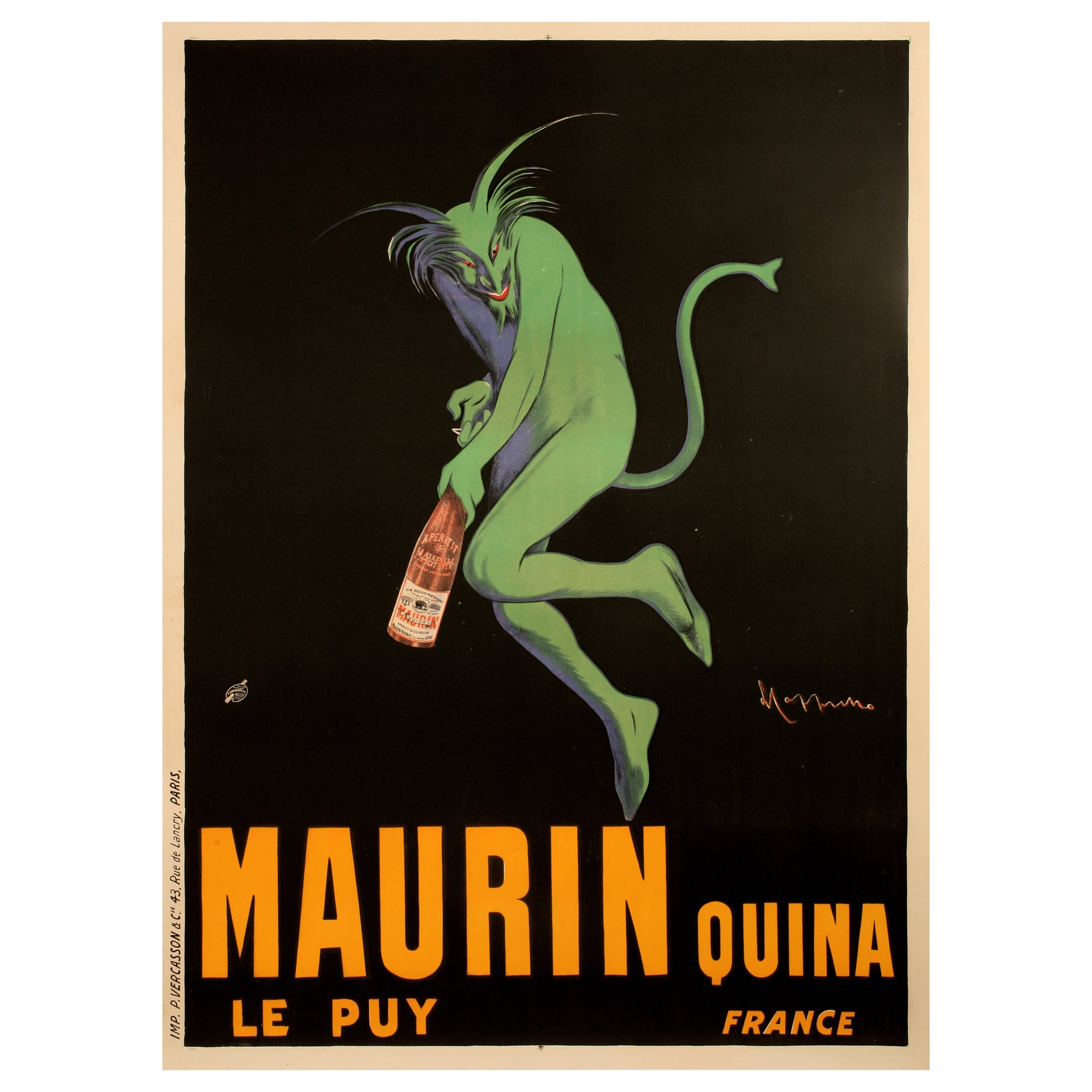 Cappiello, Original-Alcoholplakat, Maurin Quina, Grüner Dämon, Geister, Spirits, 1906 im Angebot