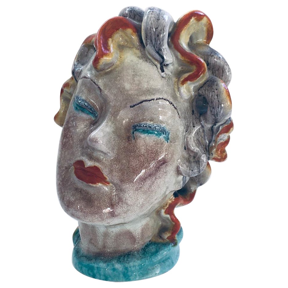 Art-déco-Kunst-Keramik-Frauenbüste im Stil von Goldscheider, 1930er Jahre
