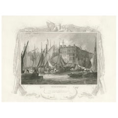 Retro Billingsgate Market in the 1830s: A Hub of London's Maritime Commerce, 1835