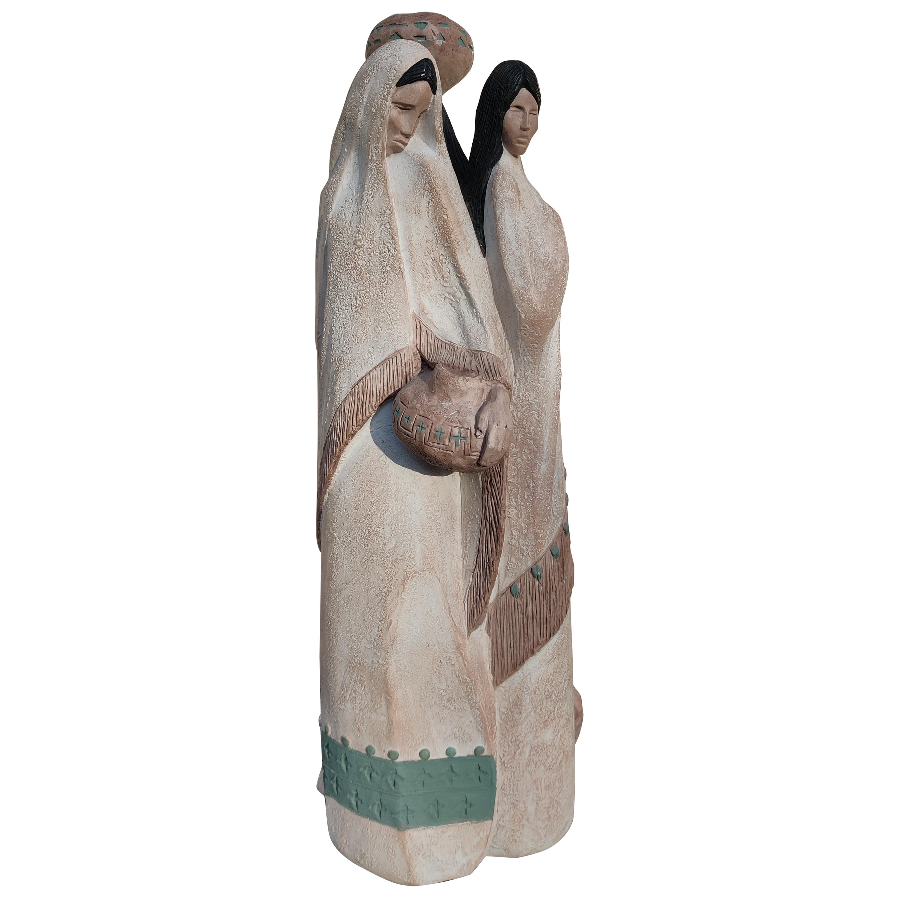 1988 Austin Production Acoma Pottery Three Native American Pueblo Women For Sale