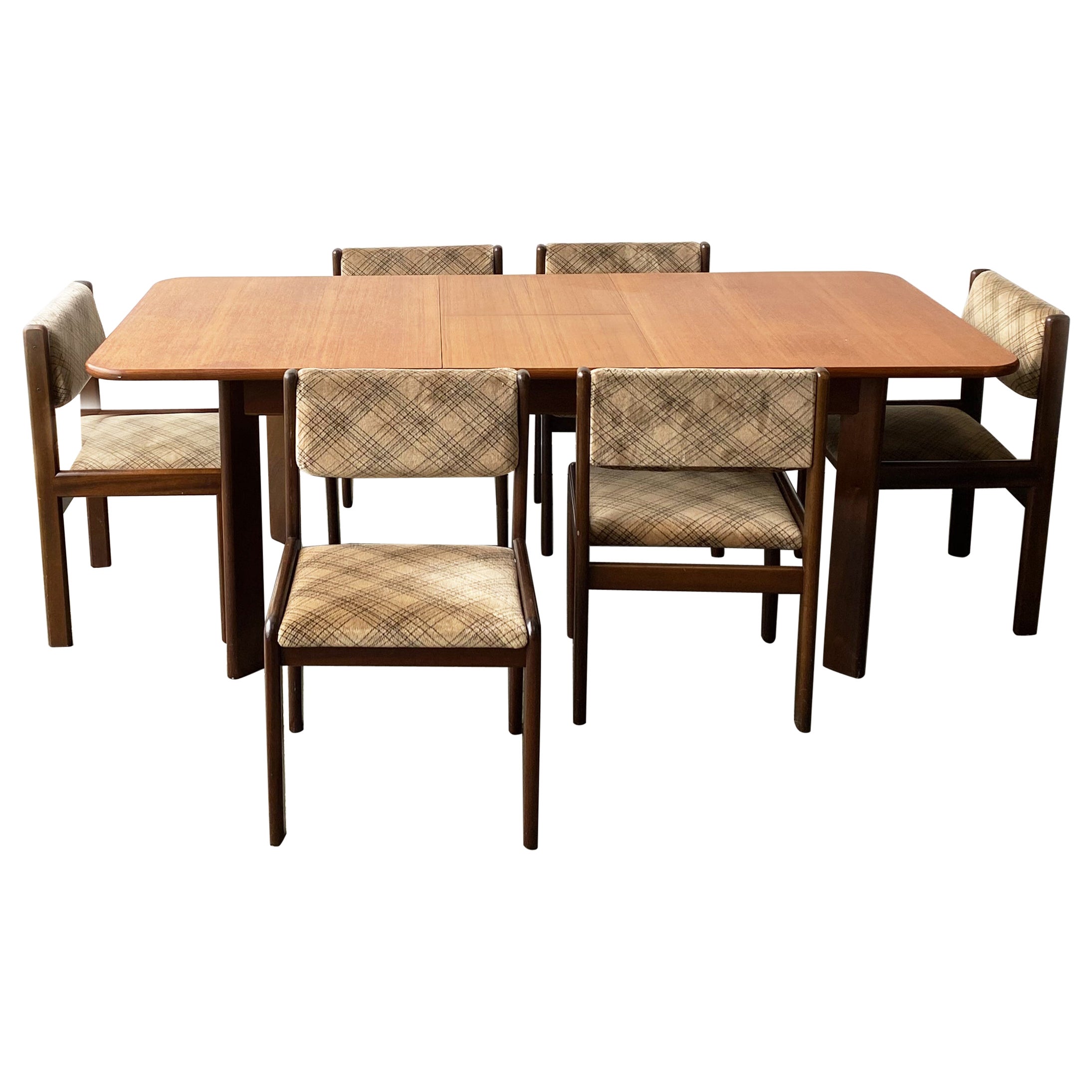 1960’s mid century G Plan dining table with 6 matching dining chairs For Sale