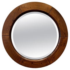 Round Mirror by Giuseppe Rivadossi, 1970s, Italy - Wood