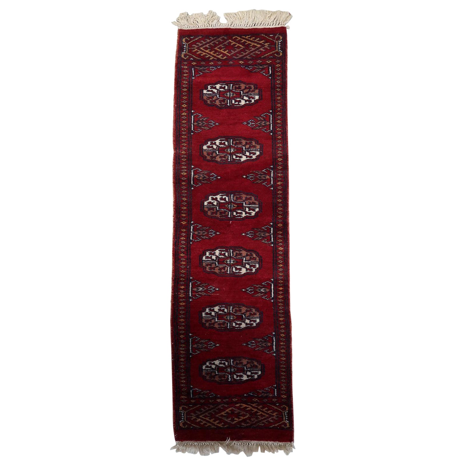 Handmade Vintage Uzbek Bukhara Rug 1' x 3.9', 1960s - 1C1128 For Sale