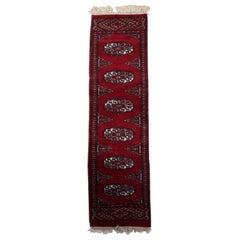 Handmade Vintage Uzbek Bukhara Rug 1' x 3.9', 1960s - 1C1128
