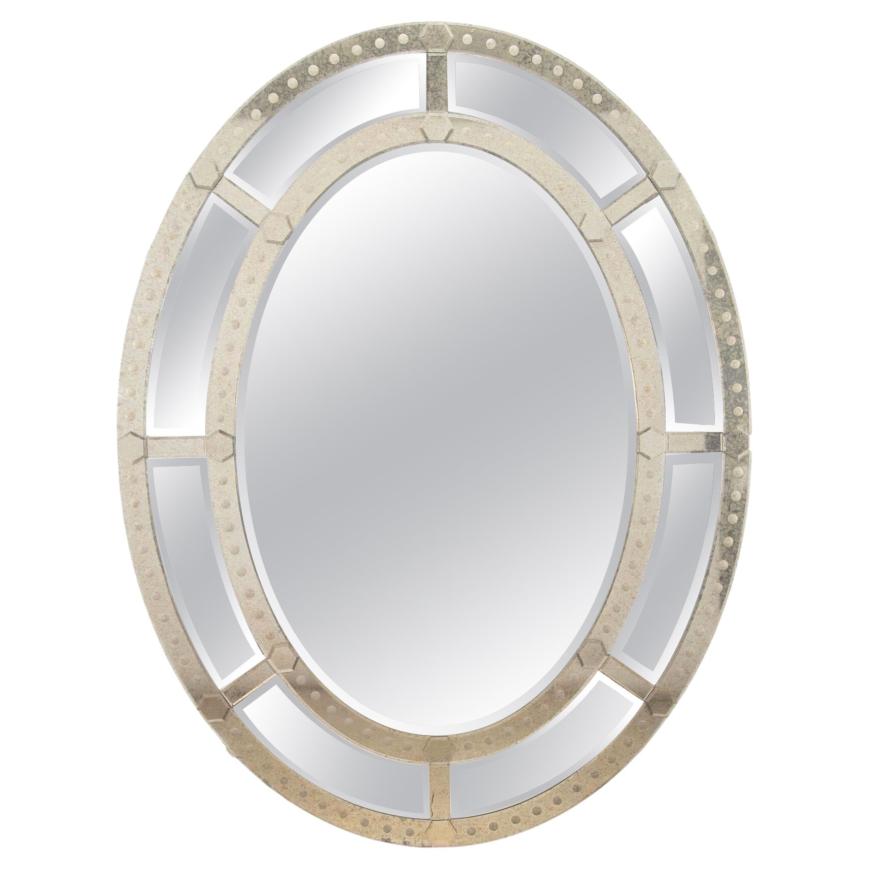 Grand miroir ovale du 20e siècle en vente