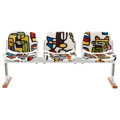 Giancarlo Piretti for Castelli bench Pierre Frey fabric 1970