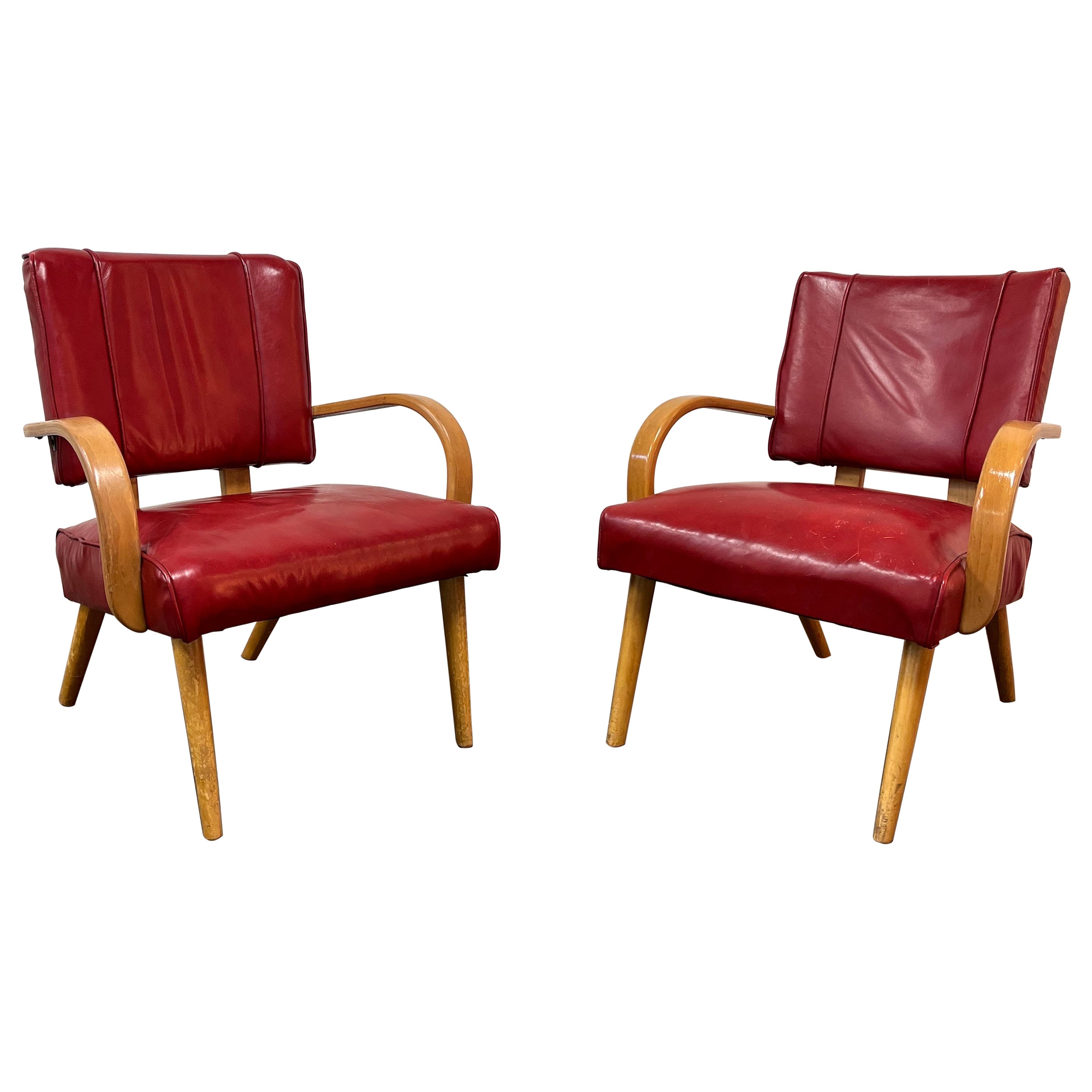 Mid Century Atomic Ranch Thonet Style Arm Chairs For Sale