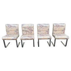 Fantastic Set 4 Pace Collection Laguna Chrome Cantilevered Dining Chair 