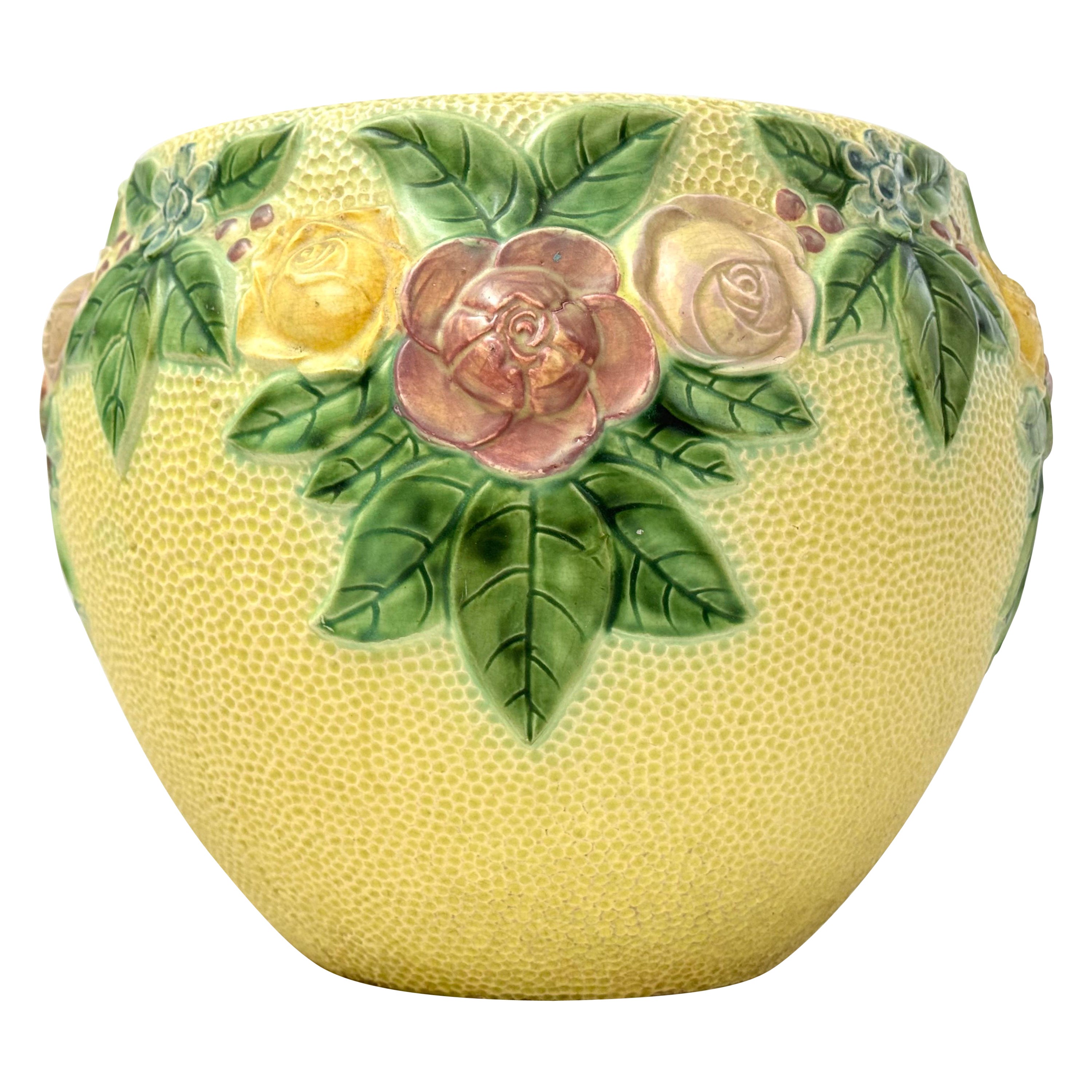 Jardiniere grande in ceramica floreale Roseville Rozane