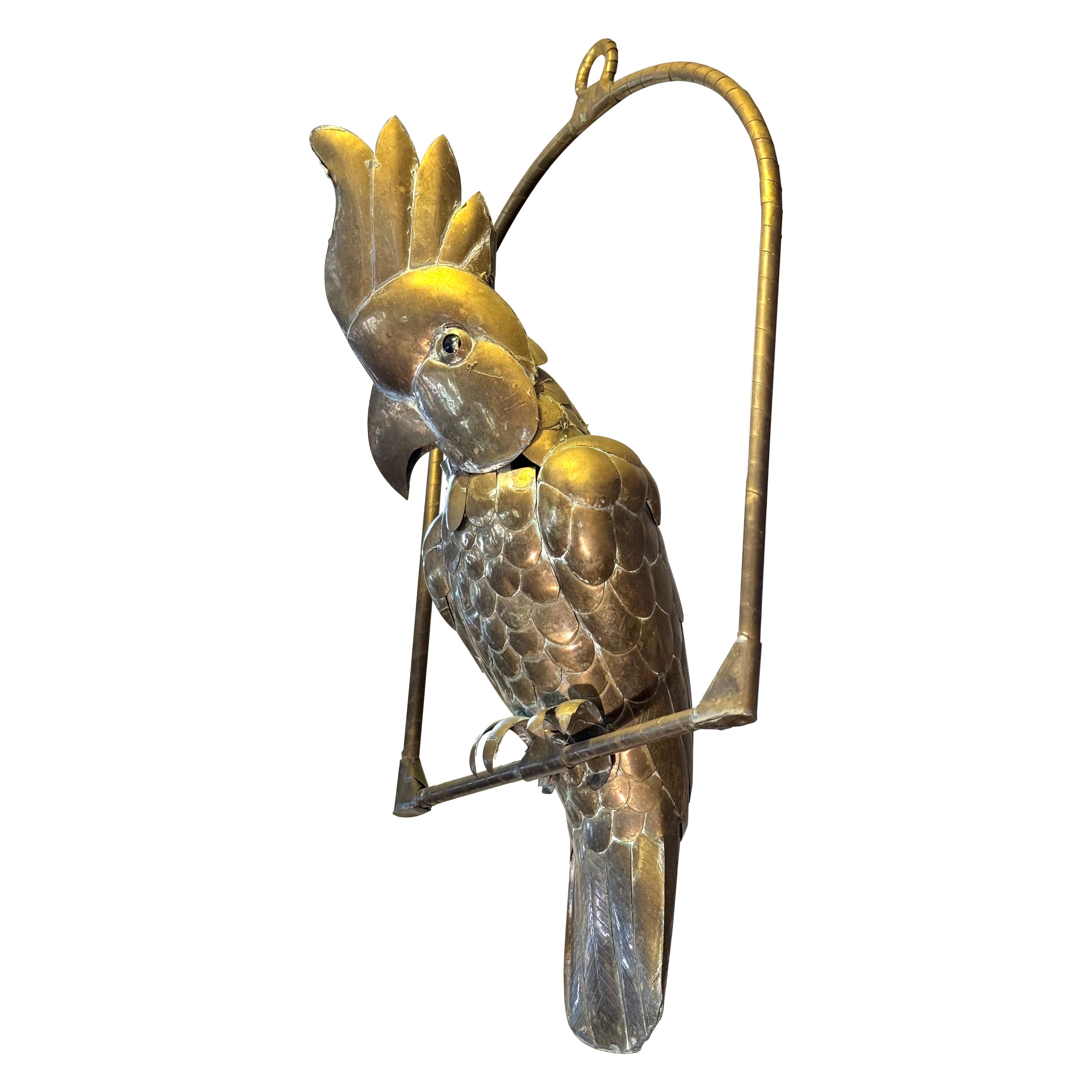 Sergio Bustamente Mixed Metal Cockatoo Hanging Sculpture For Sale