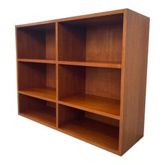 Vintage Mid Century Modern Danish Bookcase With Beveled Edges.