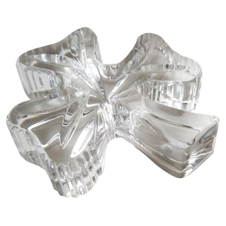 1980s Waterford Crystal Lucky Irish Shamrock Paperweight  For Sale