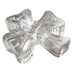 Used 1980s Waterford Crystal Lucky Irish Shamrock Paperweight 