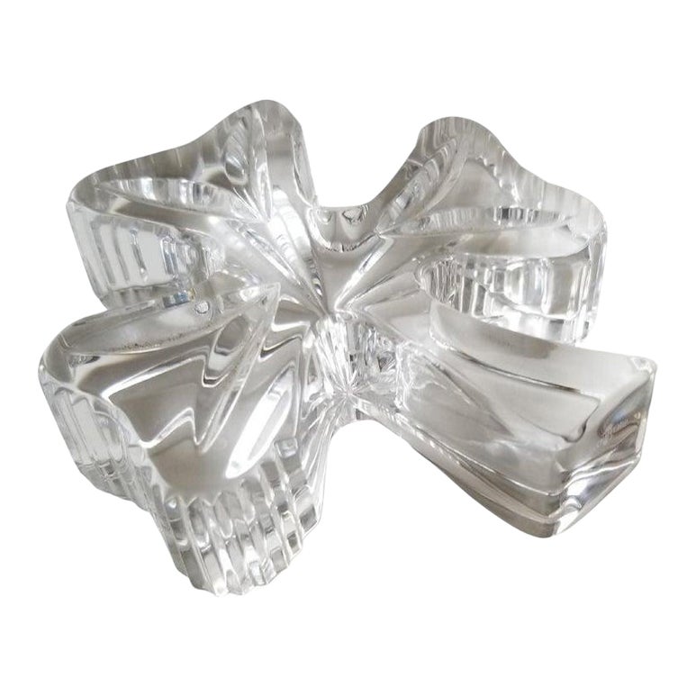 1980s Waterford Crystal Lucky Irish Shamrock Paperweight