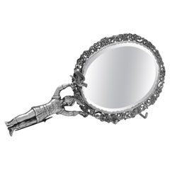 Figural Used Sterling Silver Hand Mirror - London 1882