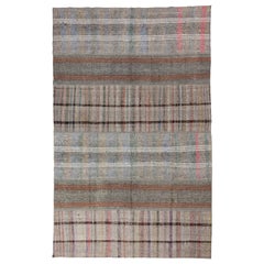 7.8x12.3 ft Vintage Nomadic Hand-Woven Cotton and Goat Hair Turkish Kilim Rug