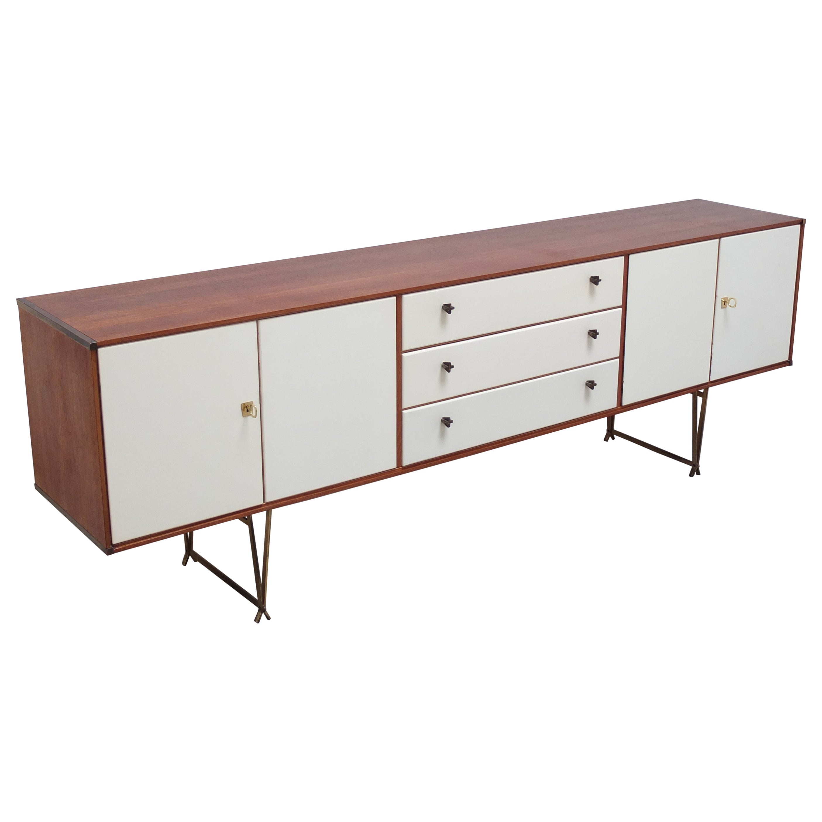 Rare Teak & Brass Sideboard by William Watting for Fristho, 1950s