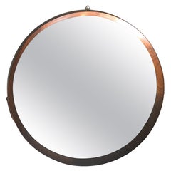 Retro Round Mirror wooden 1960s