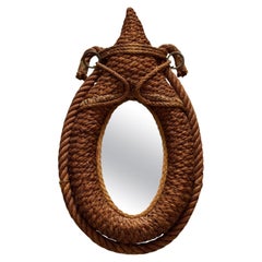 Retro Adrien Audoux & Frida Minet design horse collar rope mirror, France 1950s