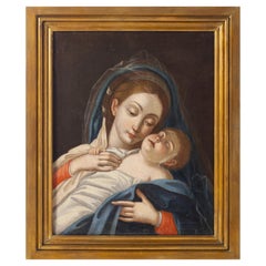Antique "Madonna With Sleeping Child, Follower Of Giovan Battista Salvi Il Sassoferrato 