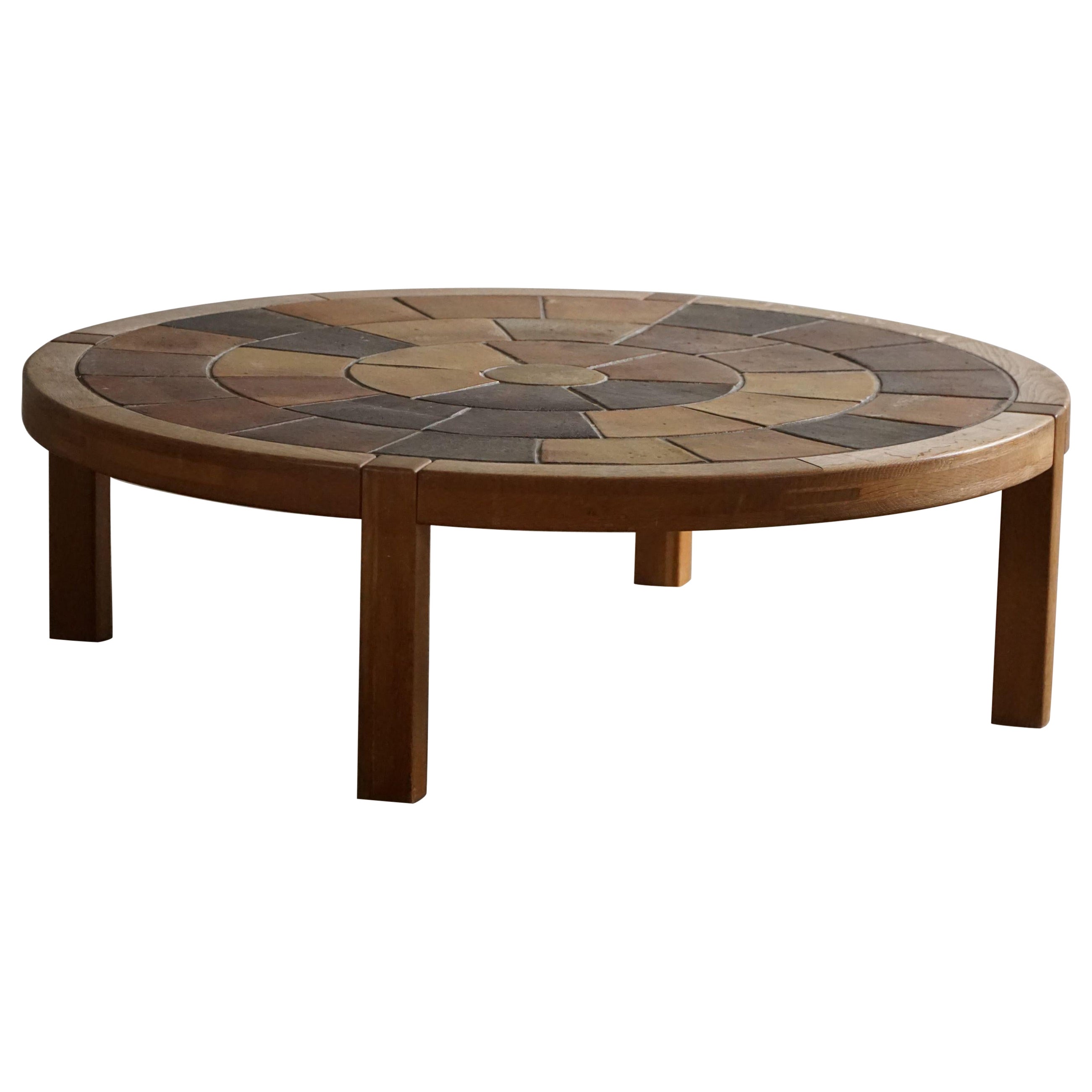 Danish Modern, Round Coffee Table with Ceramic Tiles by Sallingeboe, 1981 For Sale