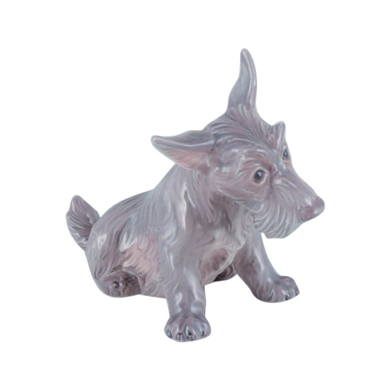 Figurine en porcelaine d'un Terrier écossais assis, Dahl Jensen en vente