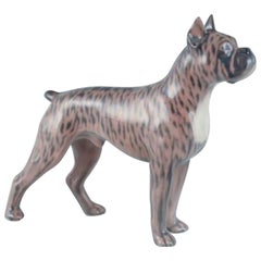 Royal Copenhagen, porcelain dog, standing boxer. Design by Holger Christensen
