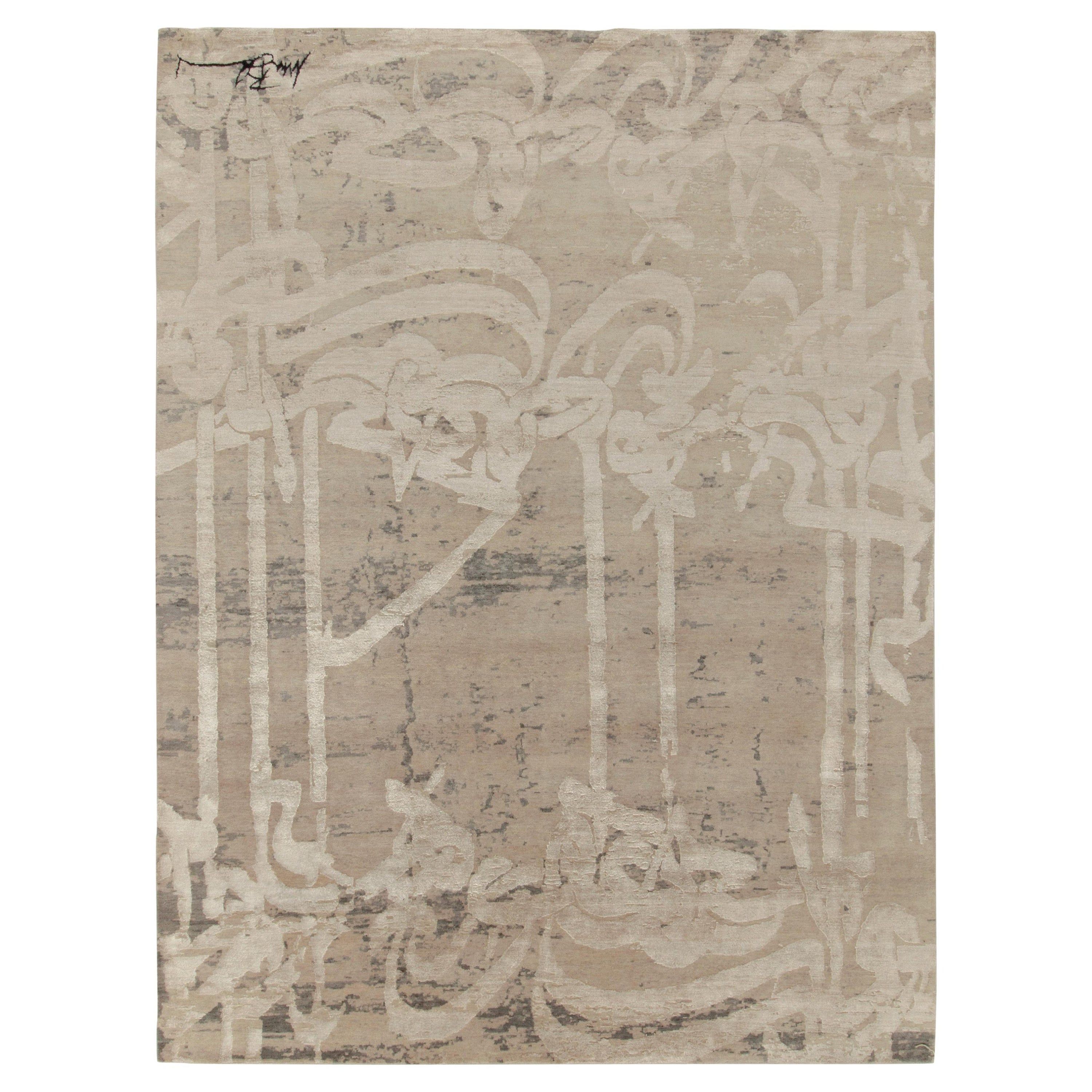 Rug & Kilim's Modern Rug in Beige-Braun, Weiß Abstraktes Muster