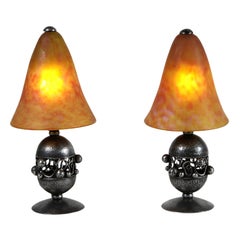 French Art Deco table lamps by Edgar Brandt and Daum