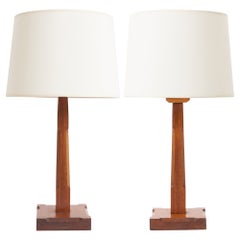 Pair of Arts & Craft Oak Table Lamps
