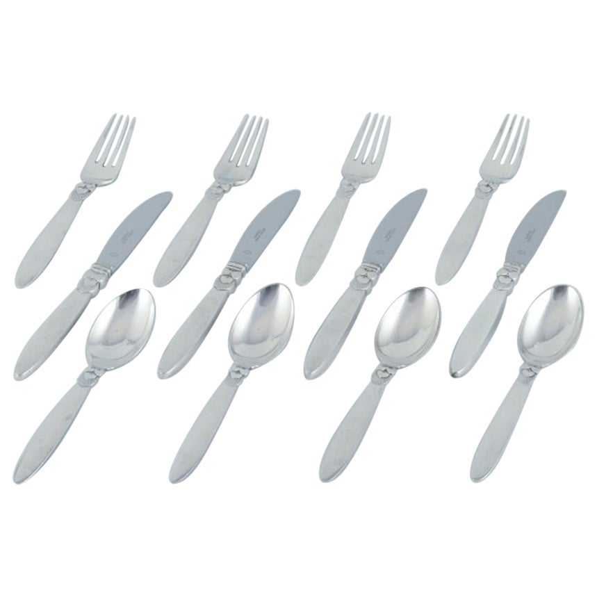 Georg Jensen Cactus. A four-person dinner set in sterling silver. 