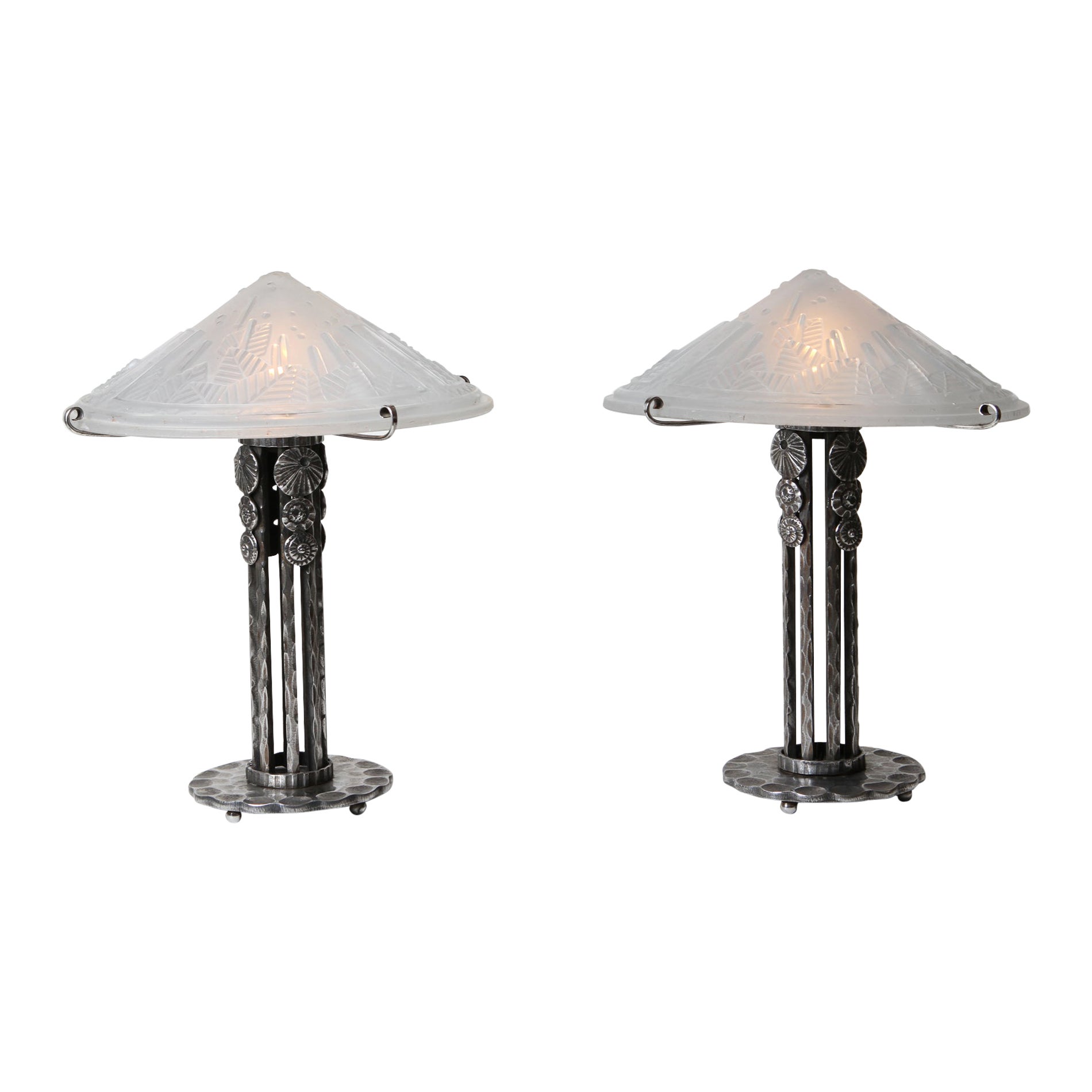 Pair of French Art Deco table lamps by FAG and Muller frères 