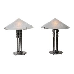 Pair of French Art Deco table lamps by FAG and Muller frères 