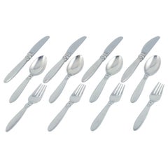 Georg Jensen Cactus. A four-person lunch set in sterling silver. 
